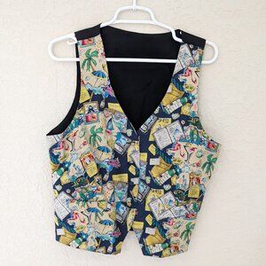 Nicole Miller Bacardi Silk Vest with Pockets Drinks Cocktails Tropical Vacation